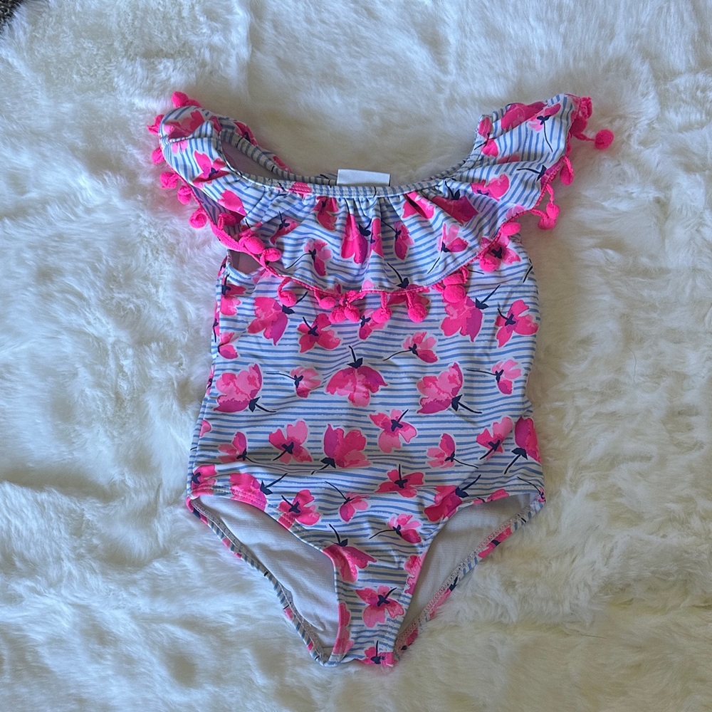 Nicole Miller Pink and Blue Striped Swimsuit